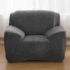 Housse Pour Fauteuil Club Velours Gris Anthracite