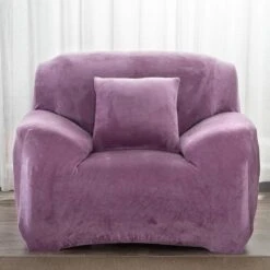 Housse Pour Fauteuil Club Velours Mauve