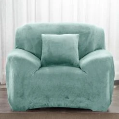 Housse Pour Fauteuil Club Velours Turquoise