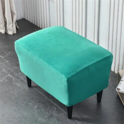 Housse De Fauteuil Crapaud Velours Vert -Housse Moderne housse repose pied velours vert housse moderne 1