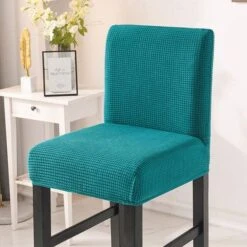 Housse Tabouret De Bar Bleu Canard