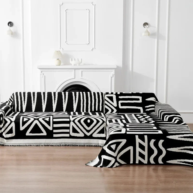 Jeté De Canapé Lina Noir Et Blanc 2 Jeté De Canapé Lina Noir Et Blanc – Image 2