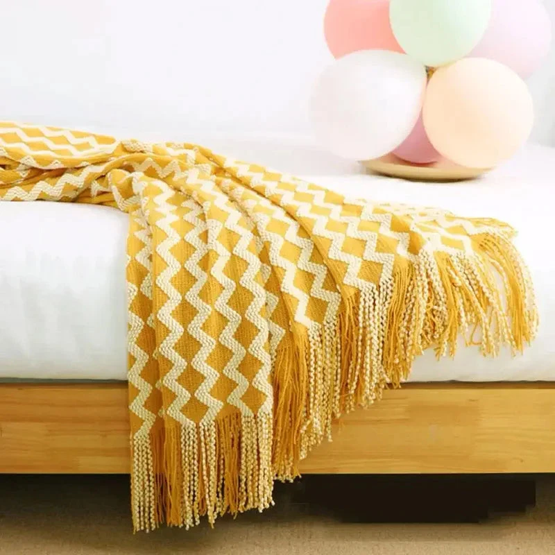 Plaid Jaune à Franges 2 Plaid Jaune à Franges – Image 2