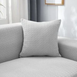 Housse De Canapé D'Angle Jacquard Gris Clair 5 Housse De Canapé D'Angle Jacquard Gris Clair -Housse Moderne maison de la housse canape dangle housse moderne 4