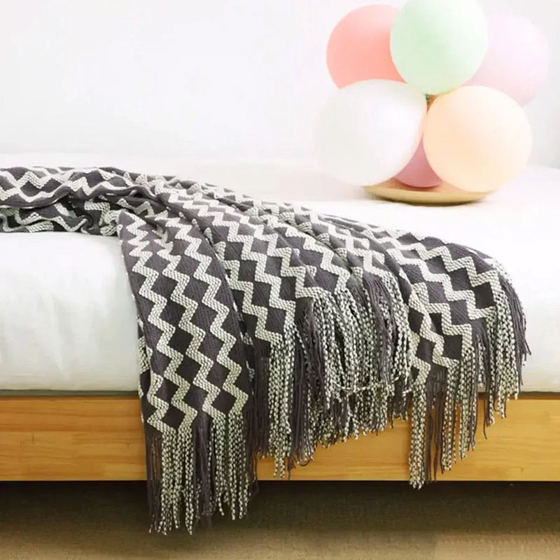 Plaid Gris à Franges 2 Plaid Gris à Franges – Image 2