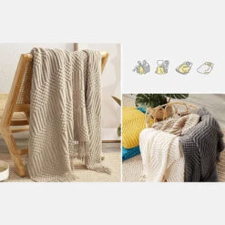 Plaid à Frange Nordique -Housse Moderne plaid canape housse moderne 15