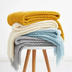 Plaid à Frange Nordique -Housse Moderne plaid canape housse moderne 18