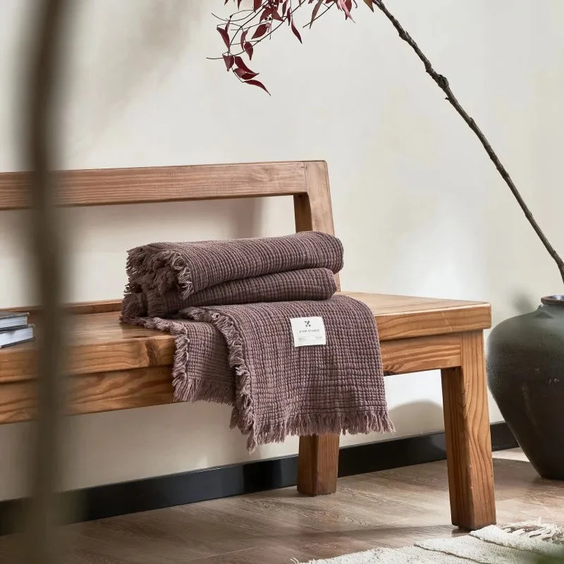 Plaid Canapé Gaze De Coton Mauve 3 Plaid Canapé Gaze De Coton Mauve – Image 3