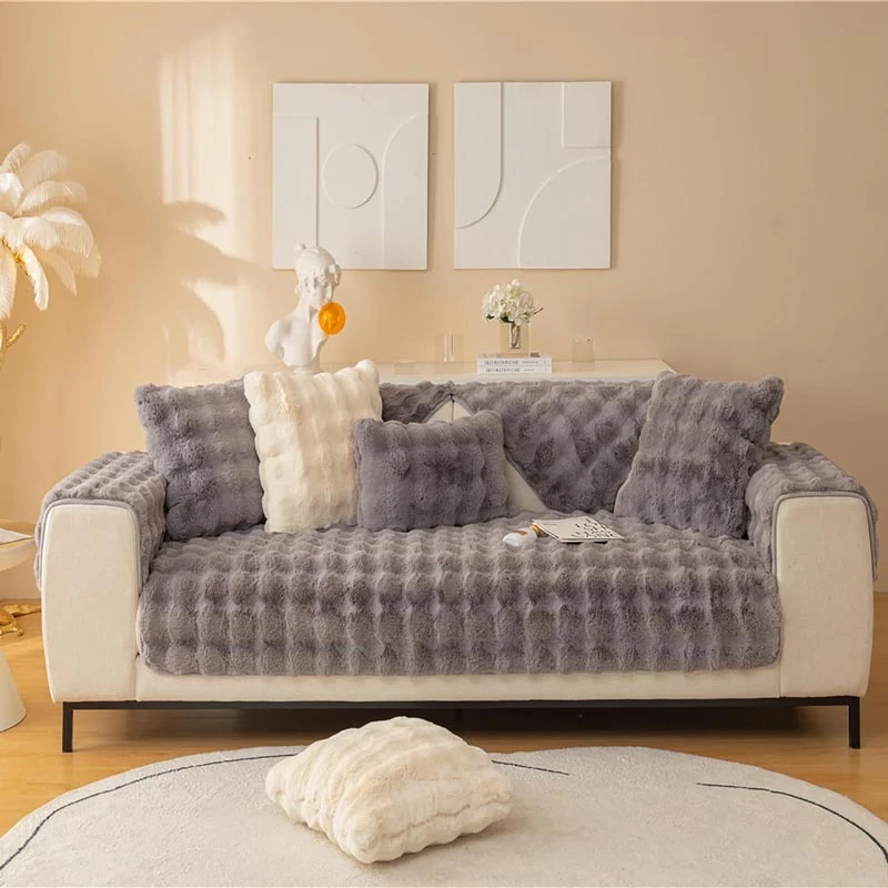 Protège Canapé En Peluche Gris Anthracite 2 Protège Canapé En Peluche Gris Anthracite – Image 2