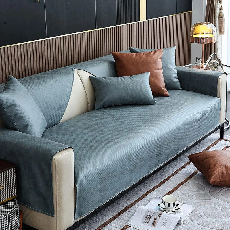 Housse Pour Assise De Canapé En Pu Cuir Bleu Pétrole 2 Housse Pour Assise De Canapé En Pu Cuir Bleu Pétrole – Image 2