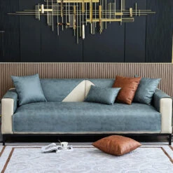 Housse Pour Assise De Canapé En Pu Cuir Bleu Pétrole