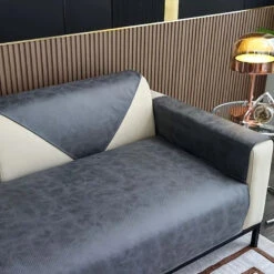 Protège Canapé En Pu Cuir Gris Anthracite -Housse Moderne protege canape en pu cuir gris anthracite housse moderne 3
