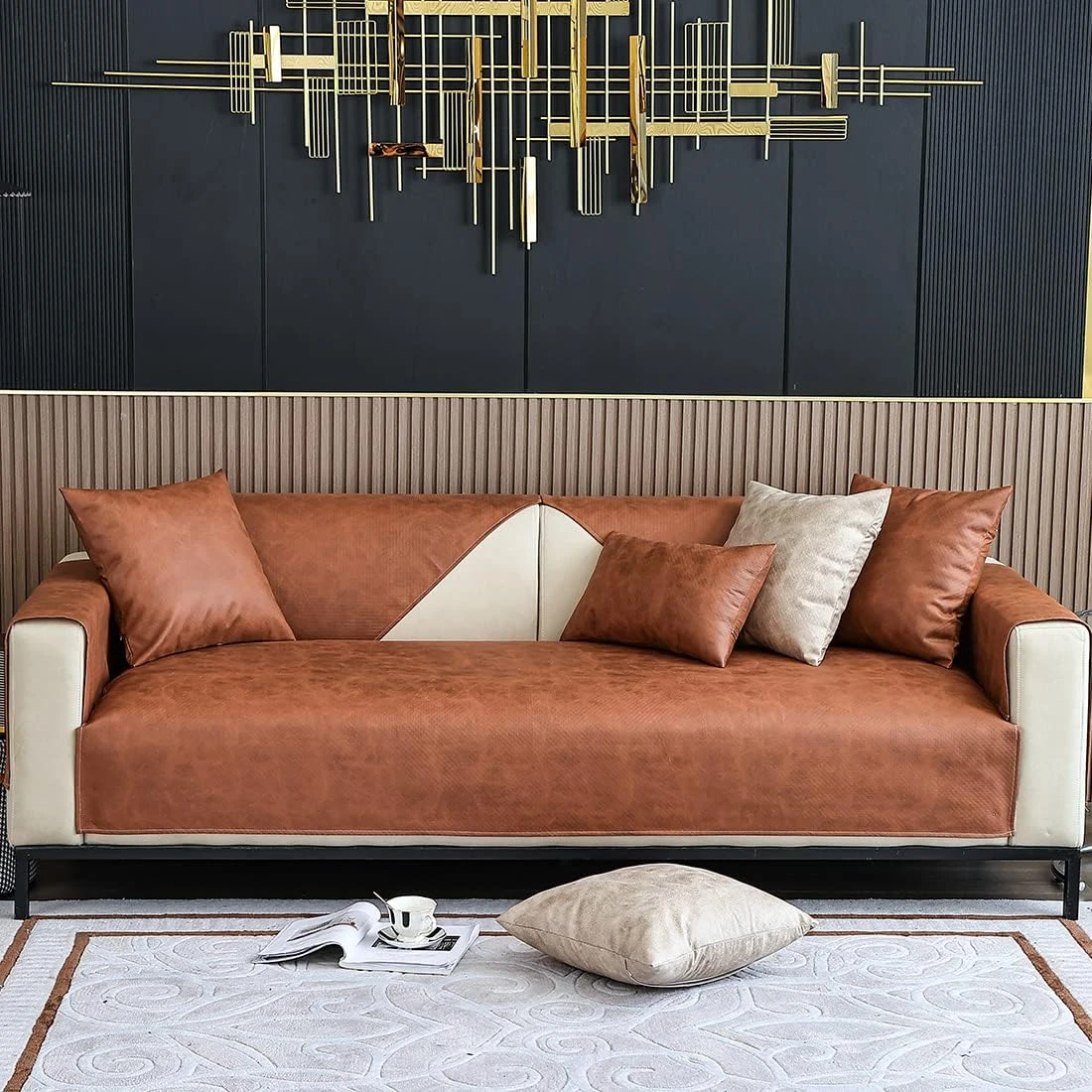 Protège Canapé En Pu Cuir Marron 1 Protège Canapé En Pu Cuir Marron